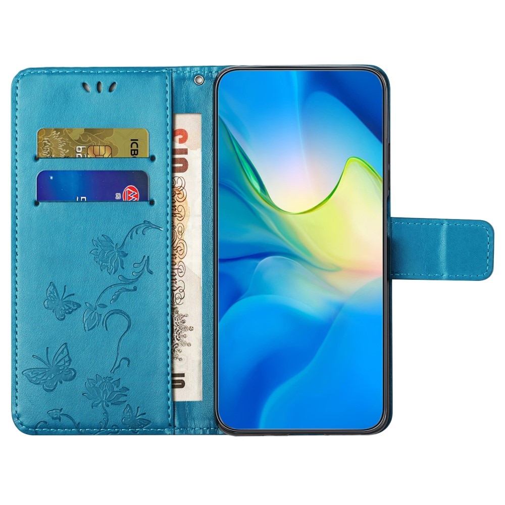 Funda de Cuero con Mariposas Samsung Galaxy S24, azul