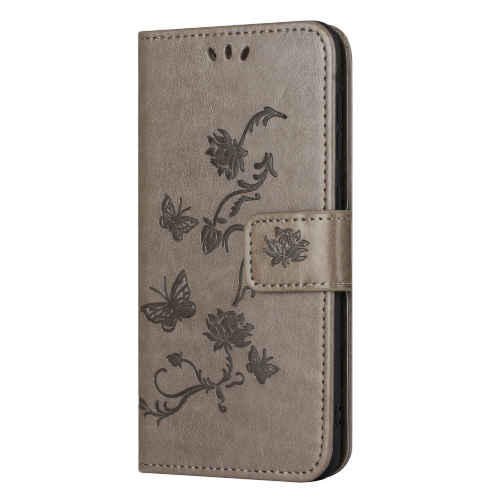 Funda de Cuero con Mariposas Samsung Galaxy S24, gris