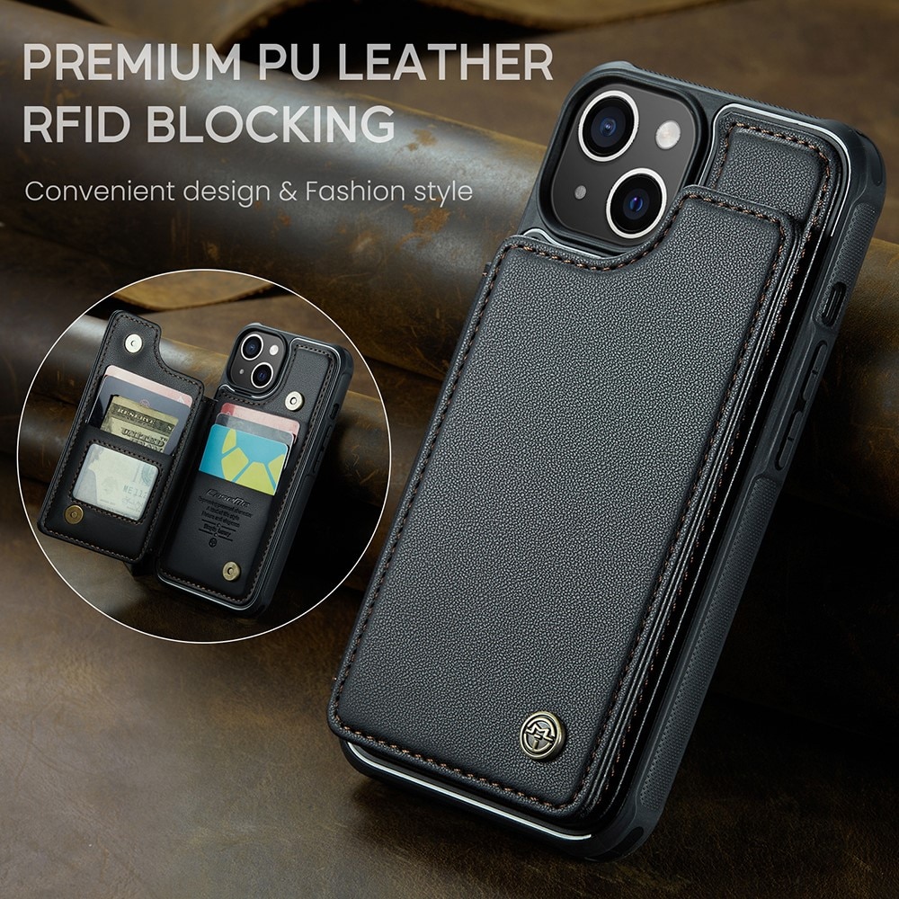 Funda con tarjetero anti-RFID iPhone 14 Plus negro