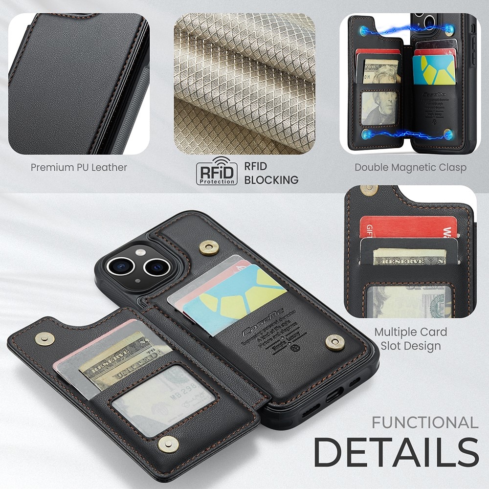 Funda con tarjetero anti-RFID iPhone 14 Plus negro