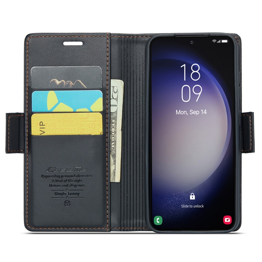 Funda delgada con solapa anti-RFID Samsung Galaxy S24 Plus Negro