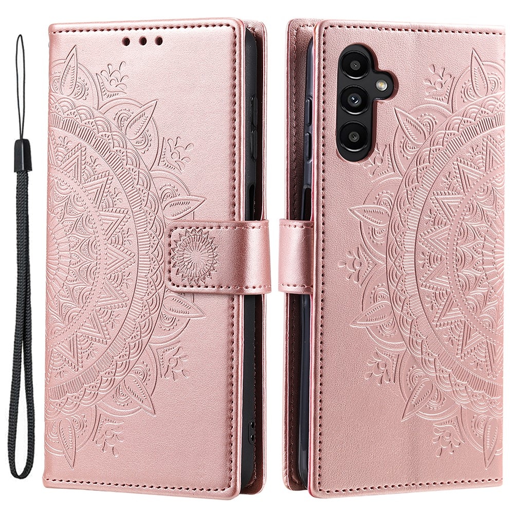 Funda de Cuero Mandala Samsung Galaxy A55 oro rosa