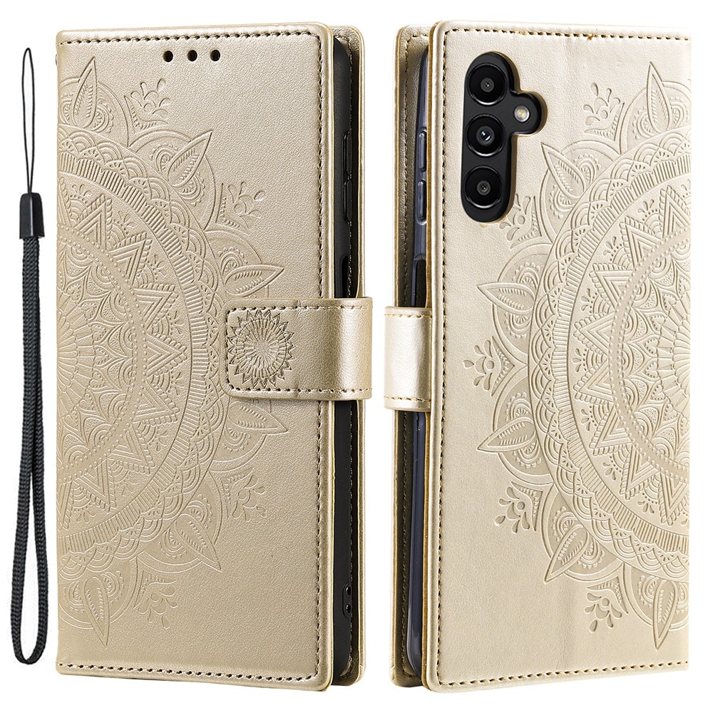 Funda de Cuero Mandala Samsung Galaxy A55 oro