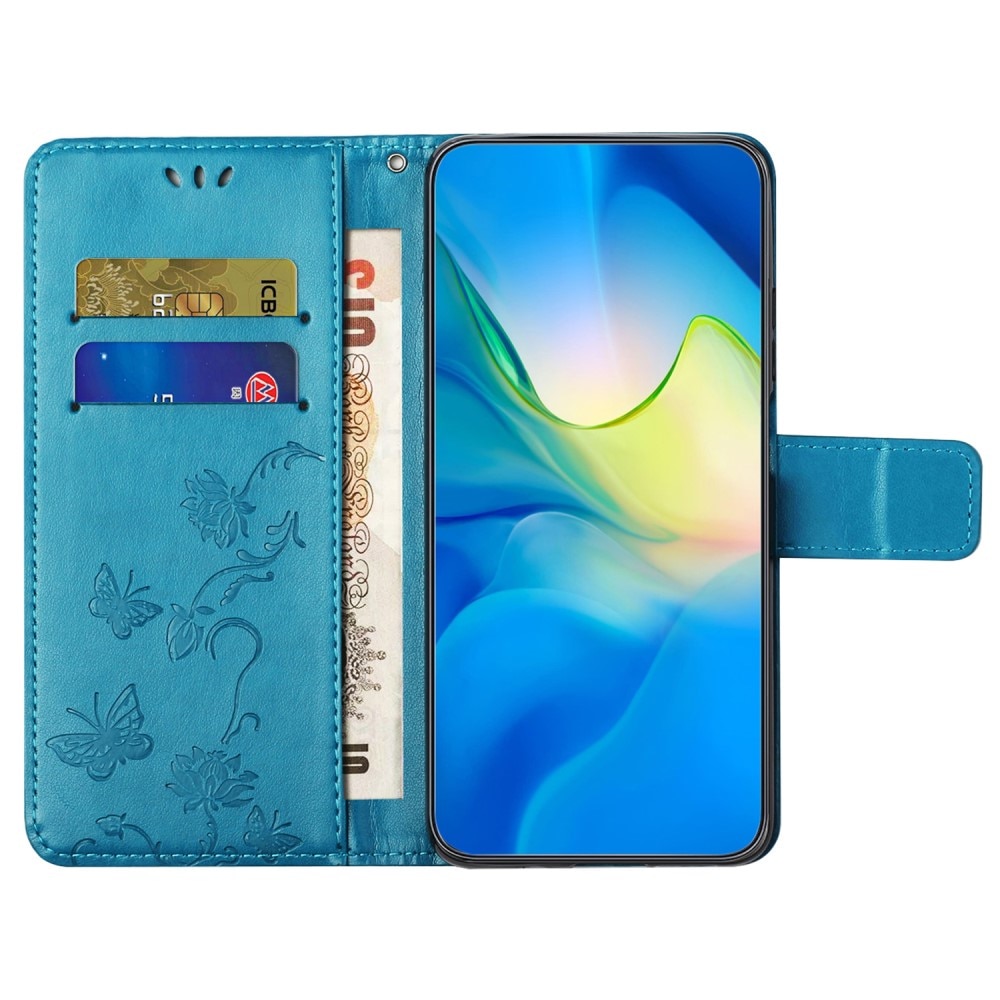 Funda de Cuero con Mariposas Samsung Galaxy A55, azul