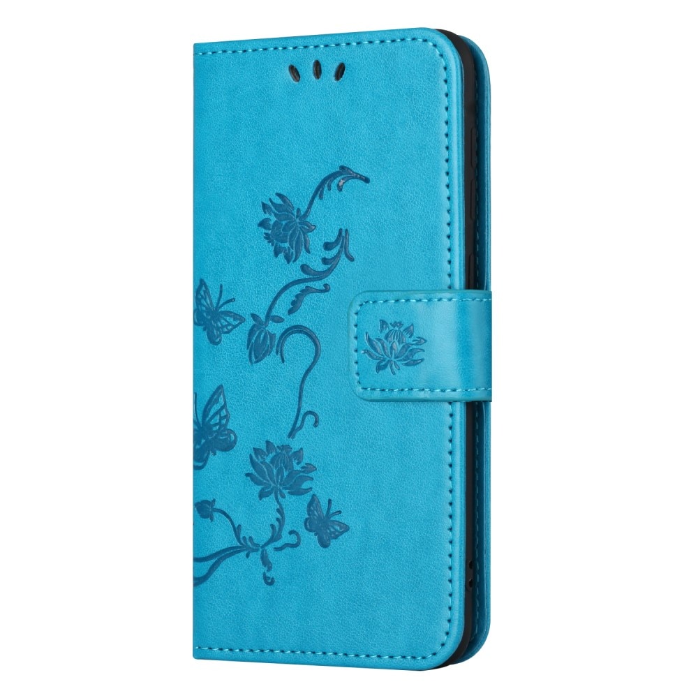 Funda de Cuero con Mariposas Samsung Galaxy A55, azul