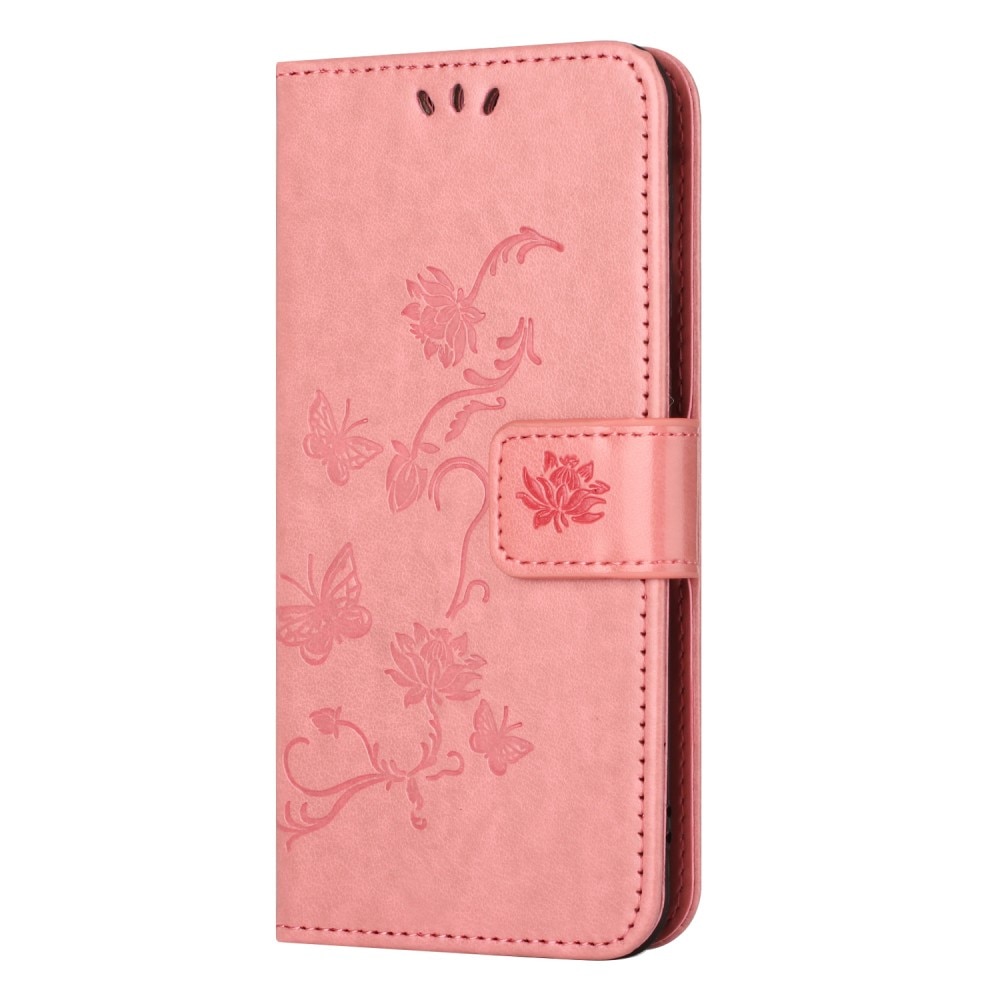 Funda de Cuero con Mariposas Samsung Galaxy A55, rosado