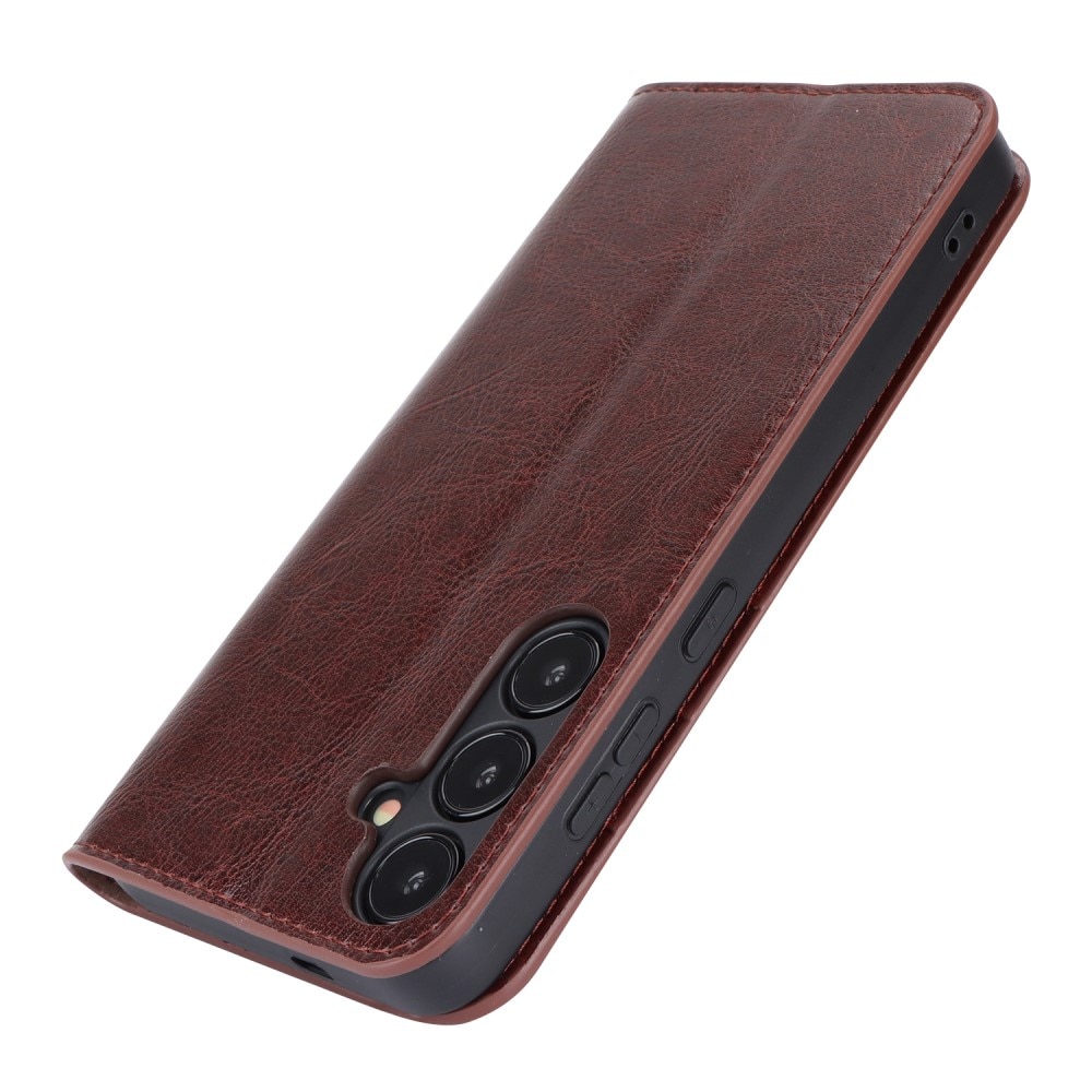 Funda cartera de cuero genuino Samsung Galaxy S24 Plus  marrón oscuro