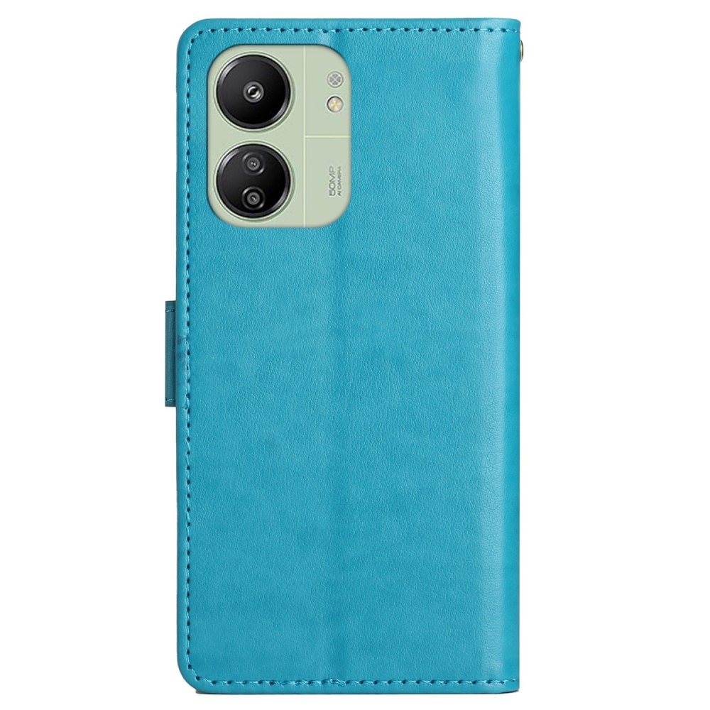 Funda de Cuero con Mariposas Xiaomi Redmi 13C, azul