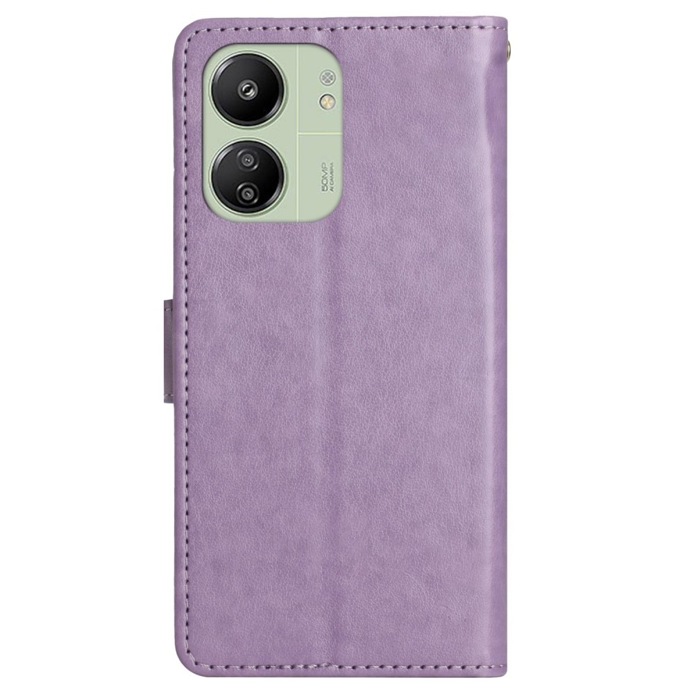 Funda de Cuero con Mariposas Xiaomi Redmi 13C, violeta