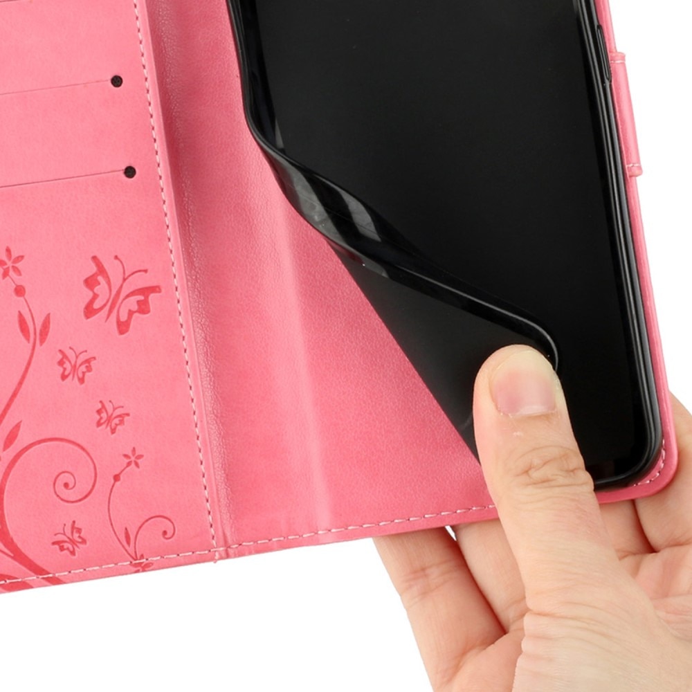 Funda de Cuero con Mariposas Xiaomi Redmi 13C, rosado