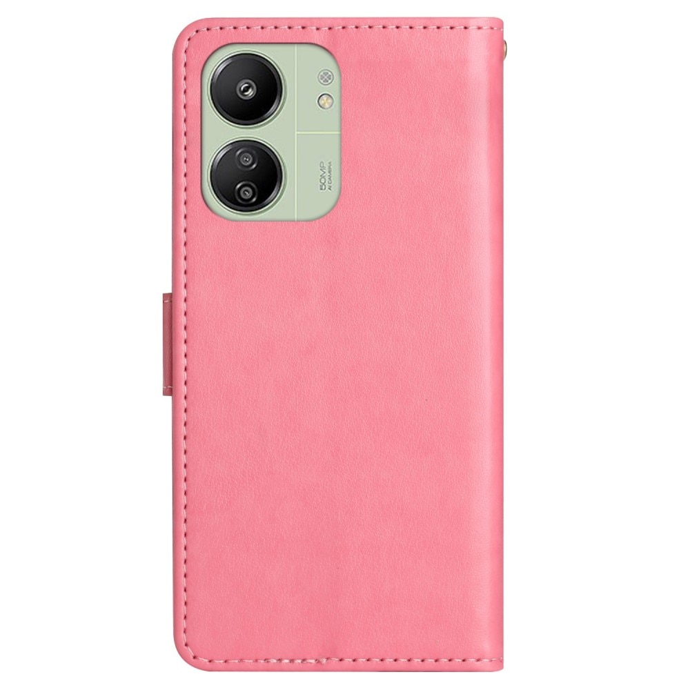 Funda de Cuero con Mariposas Xiaomi Redmi 13C, rosado