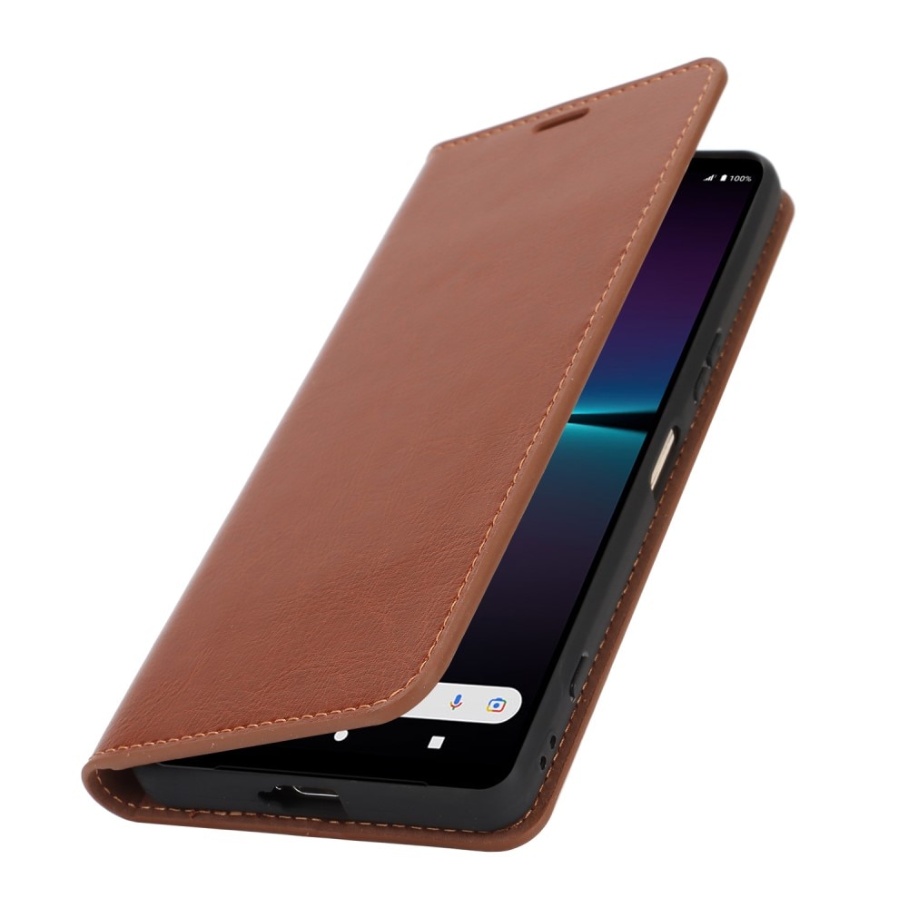 Funda cartera de cuero genuino Sony Xperia 1 VI marrón