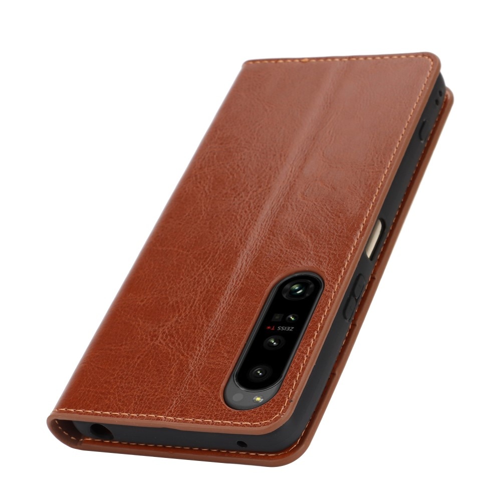 Funda cartera de cuero genuino Sony Xperia 1 VI marrón