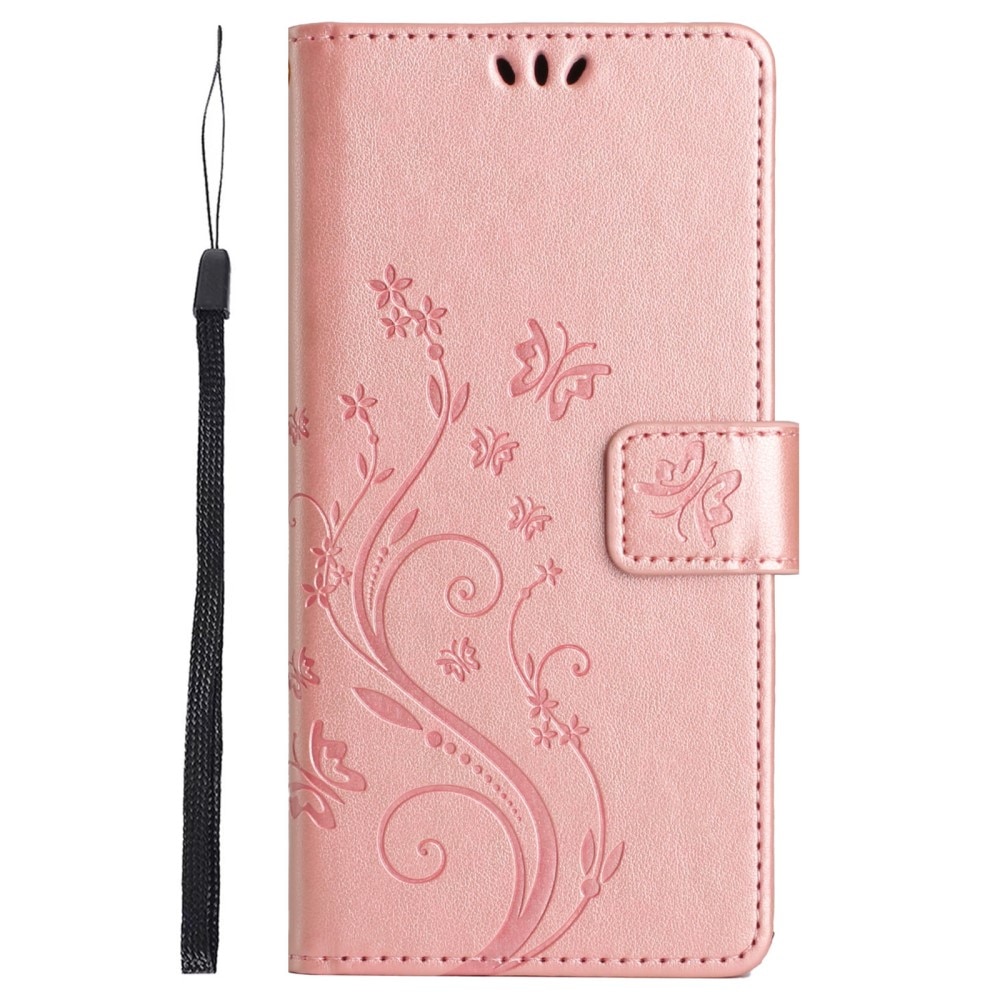 Funda de Cuero con Mariposas Sony Xperia 10 VI, oro rosado