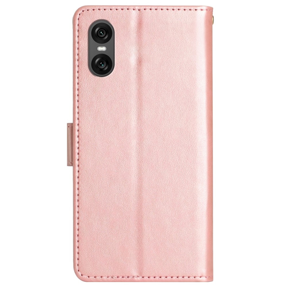 Funda de Cuero con Mariposas Sony Xperia 10 VI, oro rosado