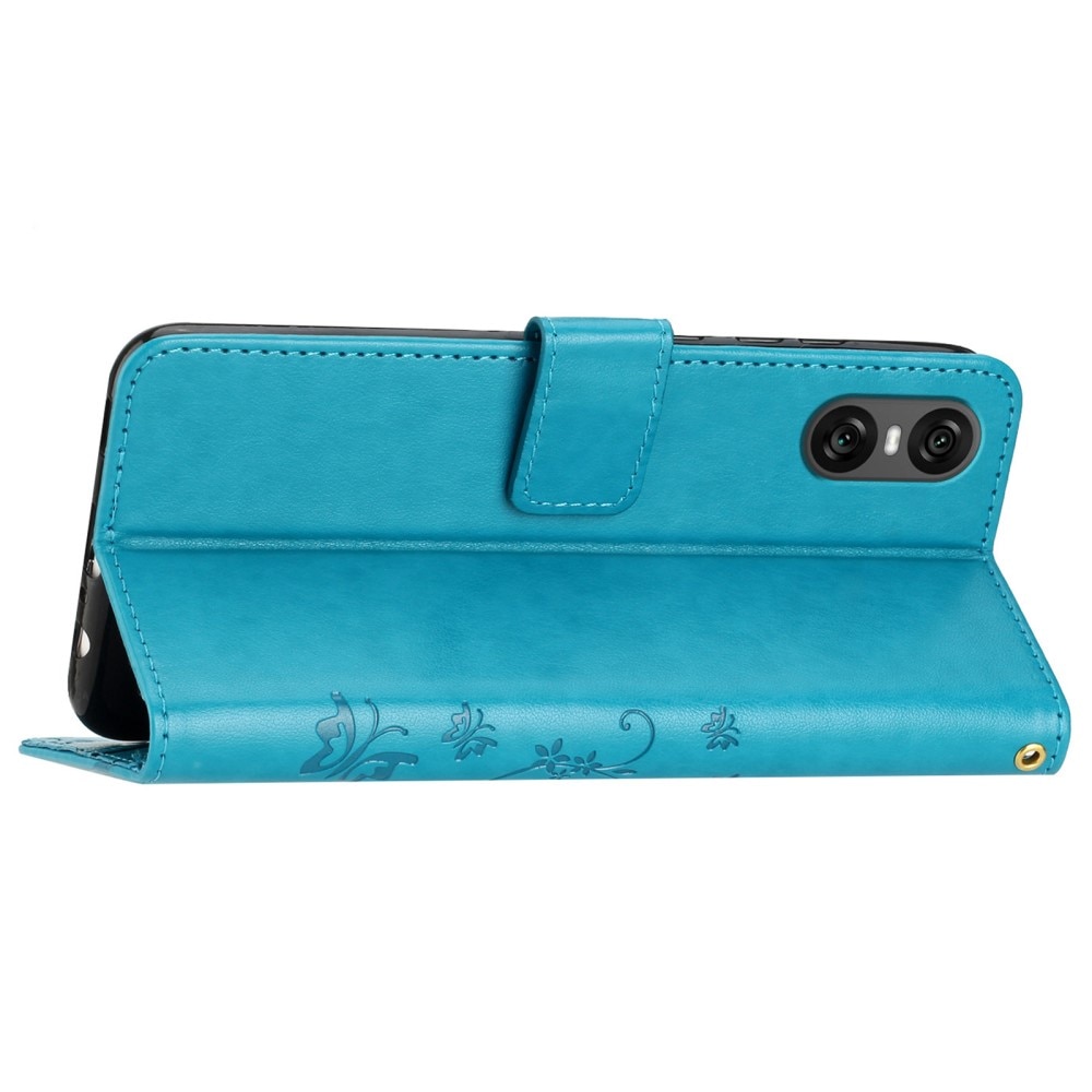 Funda de Cuero con Mariposas Sony Xperia 10 VI, azul