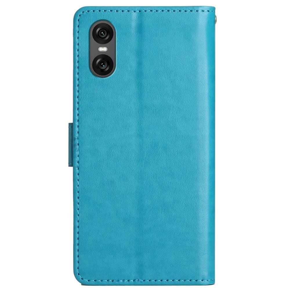 Funda de Cuero con Mariposas Sony Xperia 10 VI, azul