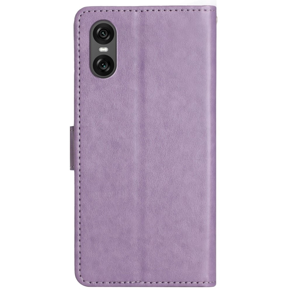 Funda de Cuero con Mariposas Sony Xperia 10 VI, violeta