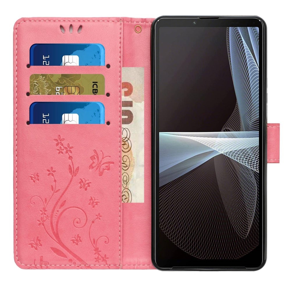 Funda de Cuero con Mariposas Sony Xperia 10 VI, rosado