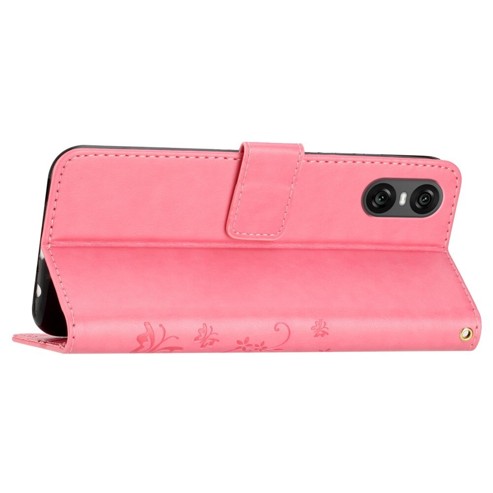 Funda de Cuero con Mariposas Sony Xperia 10 VI, rosado