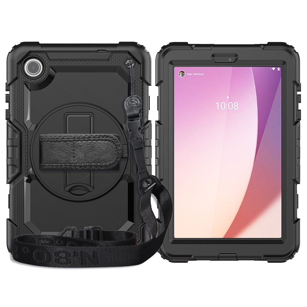 Full Protection Funda híbrida a prueba de golpes Correa el hombro Lenovo Tab M8 (4th Gen) negro