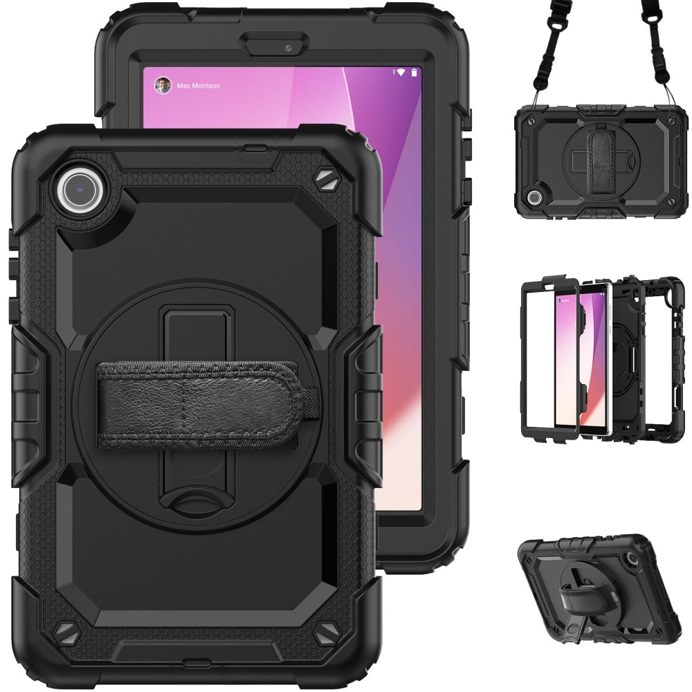 Full Protection Funda híbrida a prueba de golpes Correa el hombro Lenovo Tab M8 (4th Gen) negro