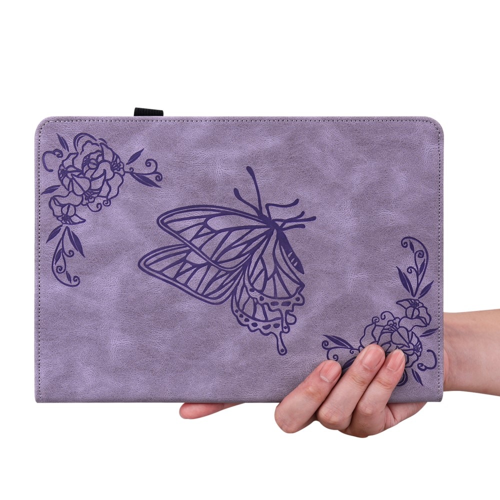 Funda de cuero con mariposas Samsung Galaxy Tab A9 violeta