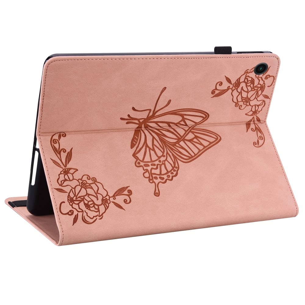 Funda de cuero con mariposas Samsung Galaxy Tab A9 rosado