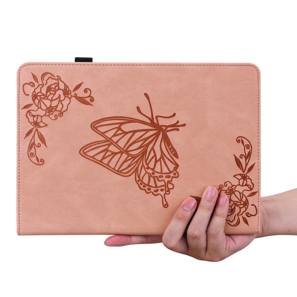 Funda de cuero con mariposas Samsung Galaxy Tab A9 rosado