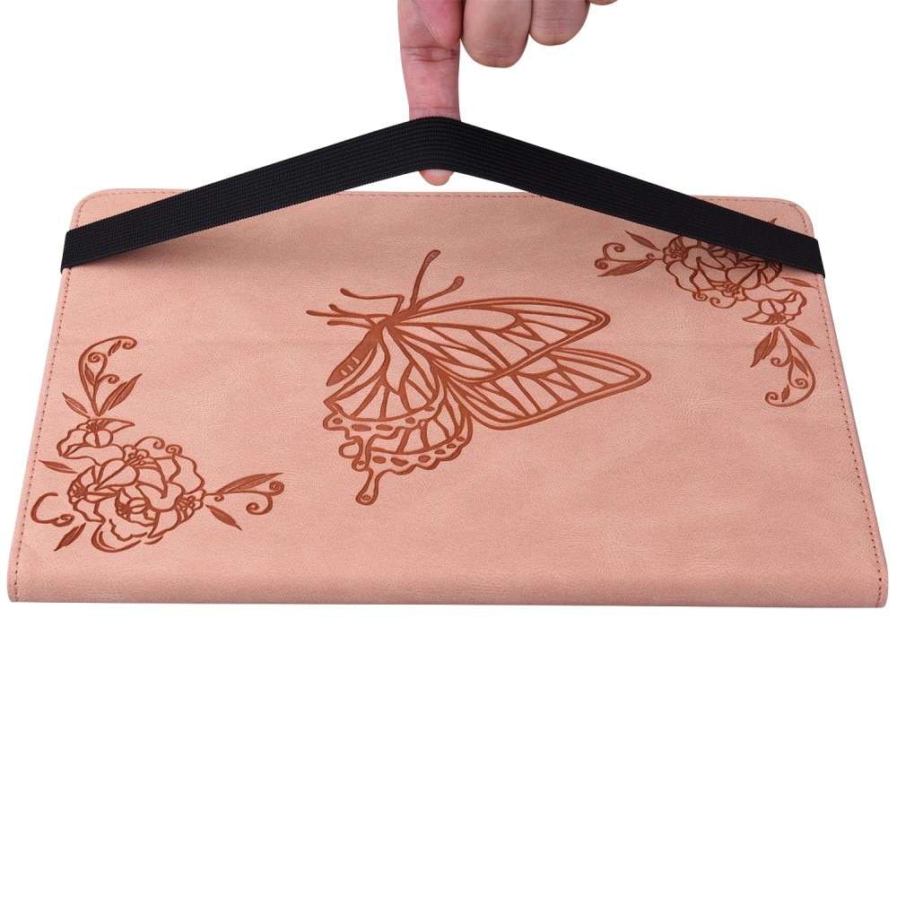 Funda de cuero con mariposas Samsung Galaxy Tab A9 rosado