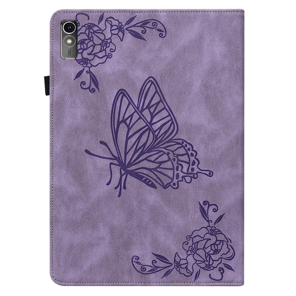 Funda de cuero con mariposas Lenovo Tab M10 5G violeta