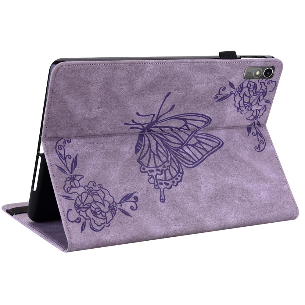 Funda de cuero con mariposas Lenovo Tab M10 5G violeta