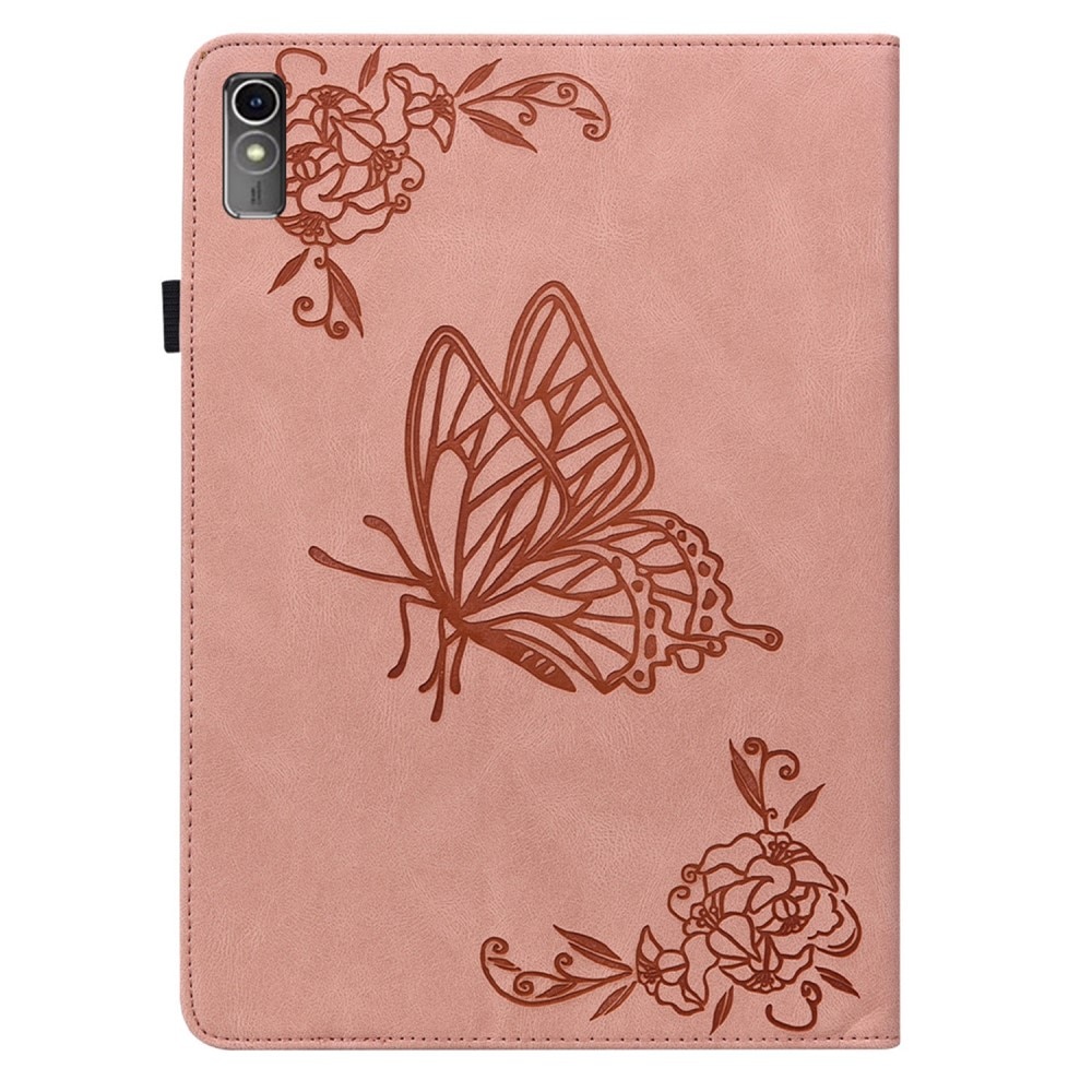 Funda de cuero con mariposas Lenovo Tab M10 5G rosado