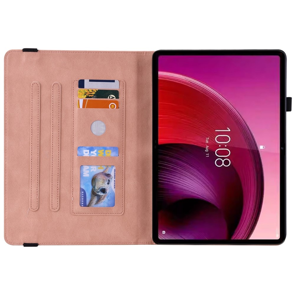 Funda de cuero con mariposas Lenovo Tab M10 5G rosado