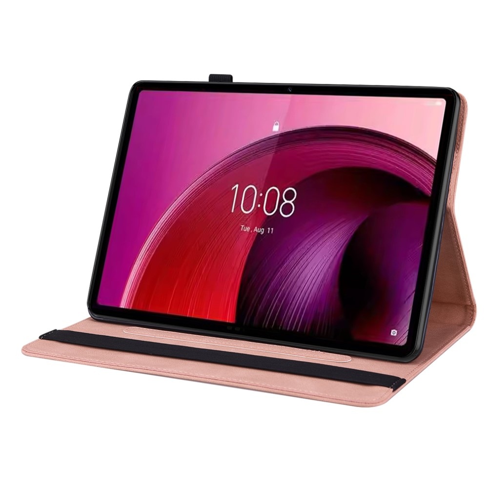 Funda de cuero con mariposas Lenovo Tab M10 5G rosado