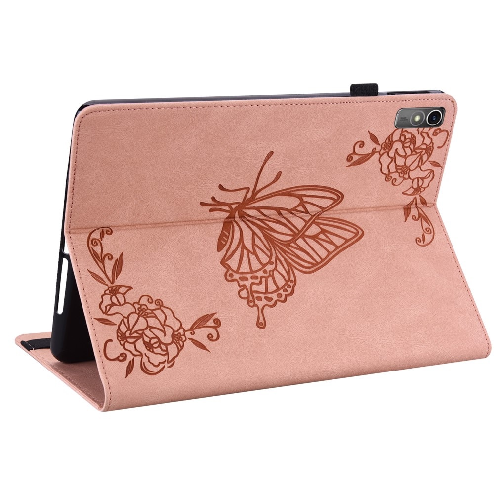 Funda de cuero con mariposas Lenovo Tab M10 5G rosado