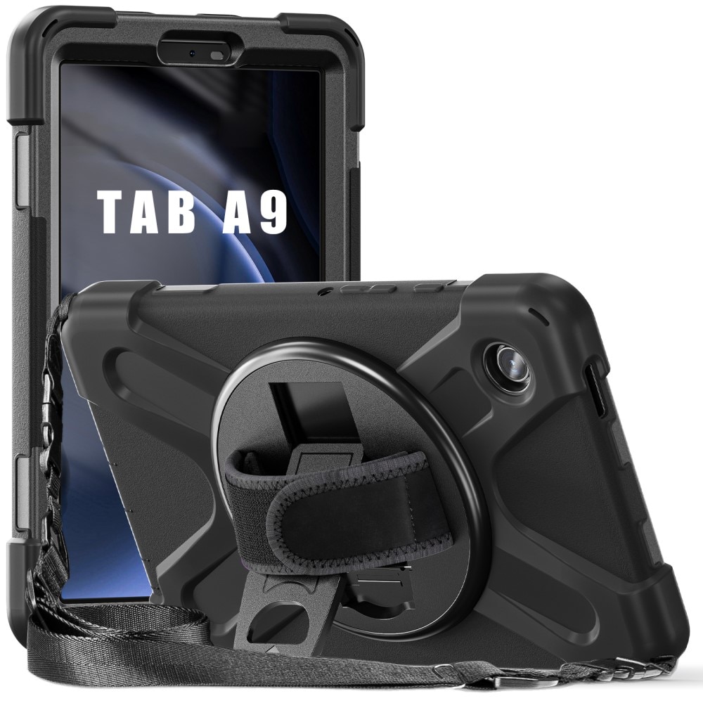 Funda híbrida a prueba de golpes Correa el hombro Samsung Galaxy Tab A9 negro