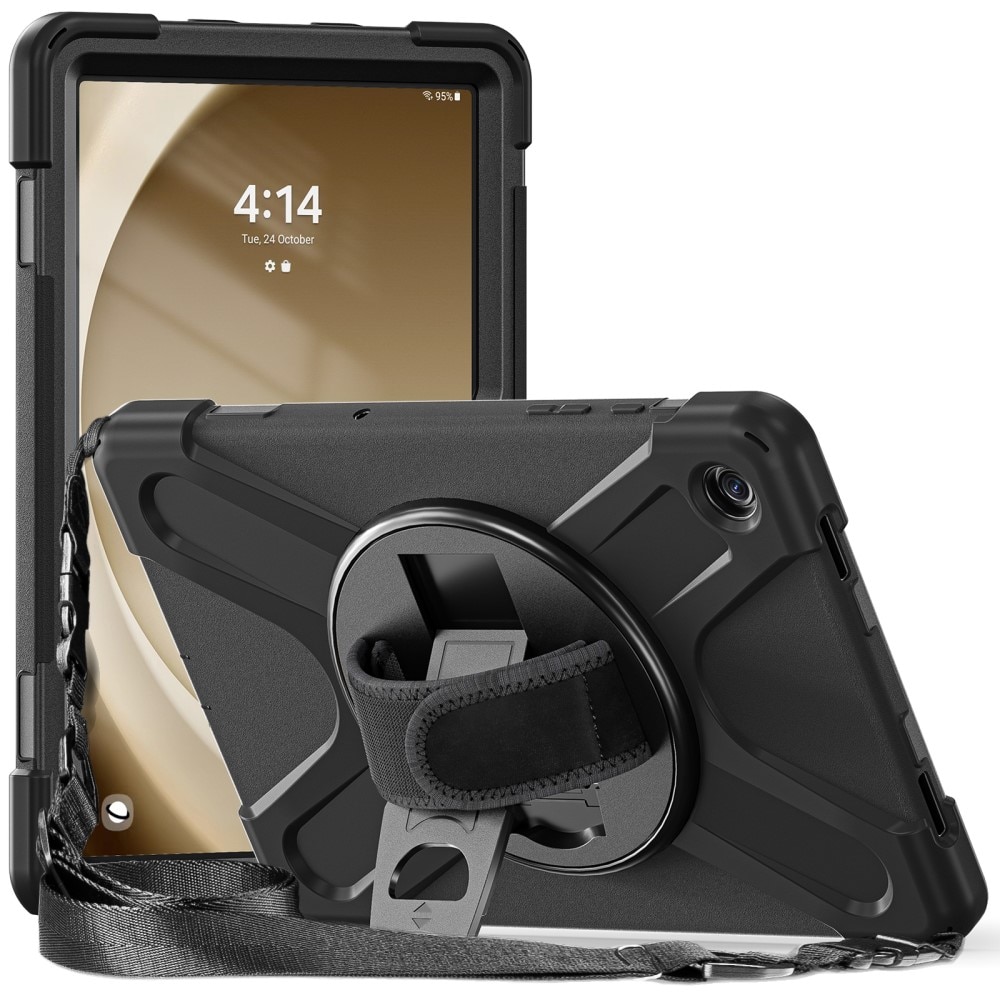 Funda híbrida a prueba de golpes Correa el hombro Samsung Galaxy Tab A9 Plus negro