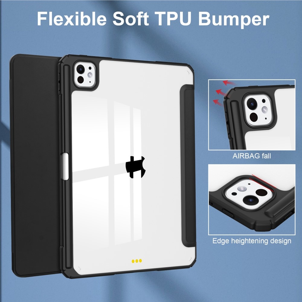 Funda Tri-Fold con portalápices iPad Pro 11 5th Gen (2024) negro/transparente