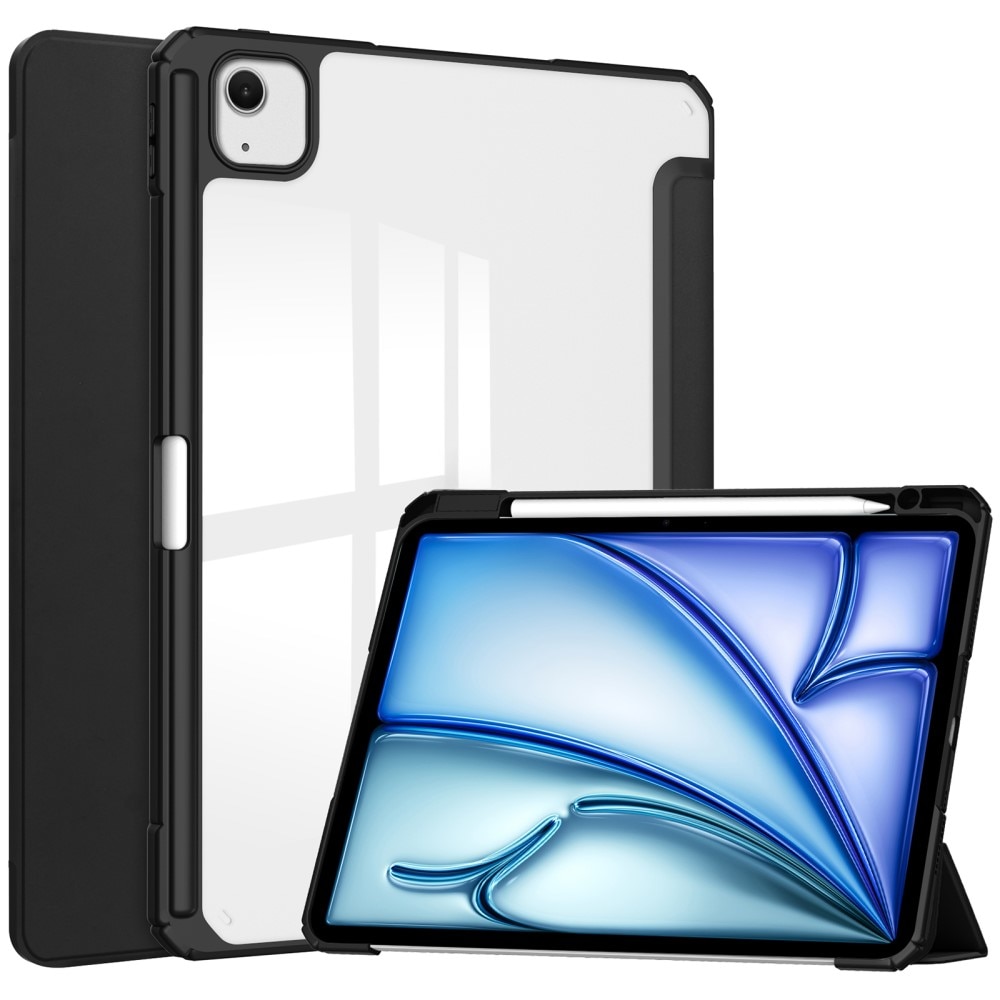 Funda Tri-Fold con portalápices iPad Air 13 (2024) negro/transparente