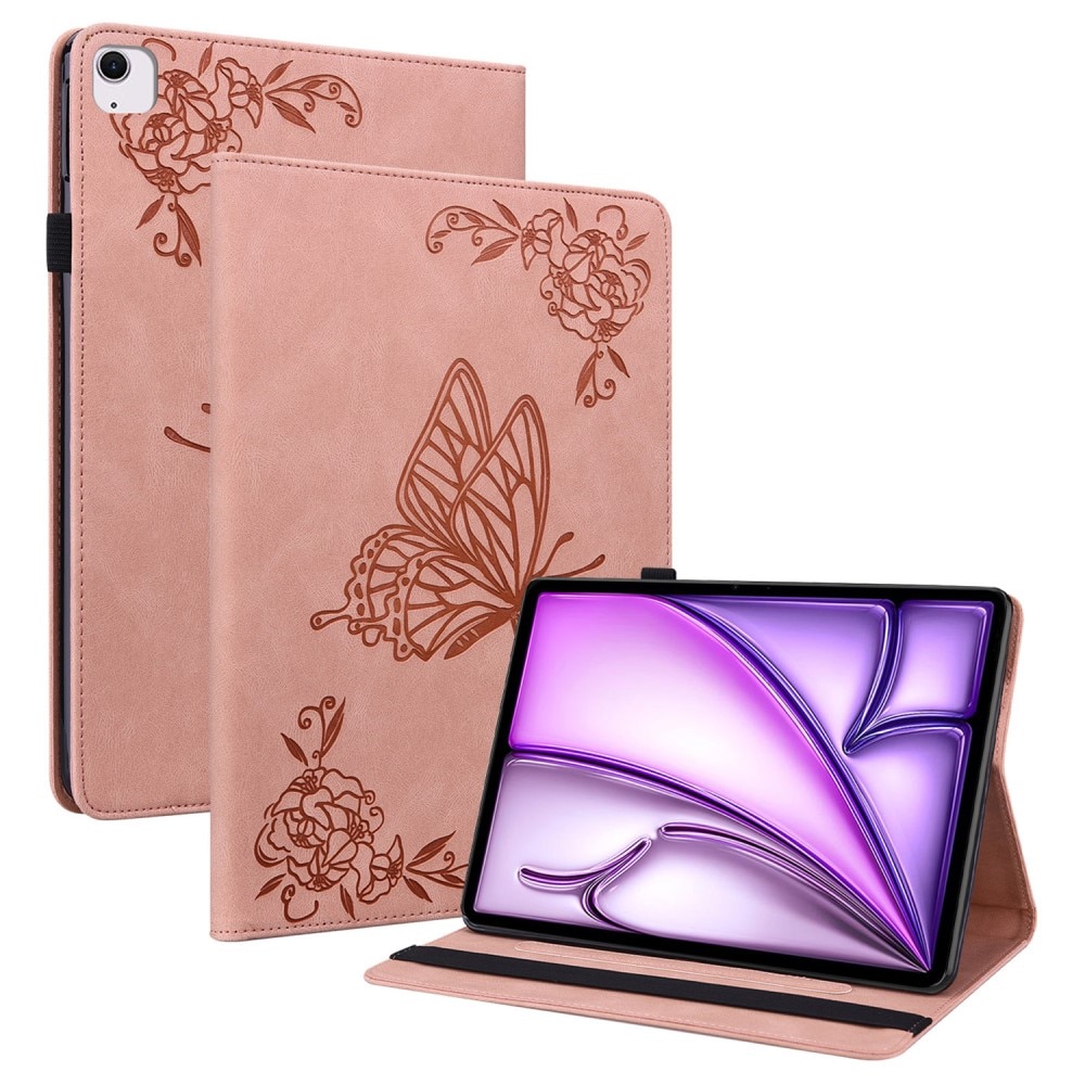Funda de cuero con mariposas iPad Air 11 6th Gen (2024) rosado
