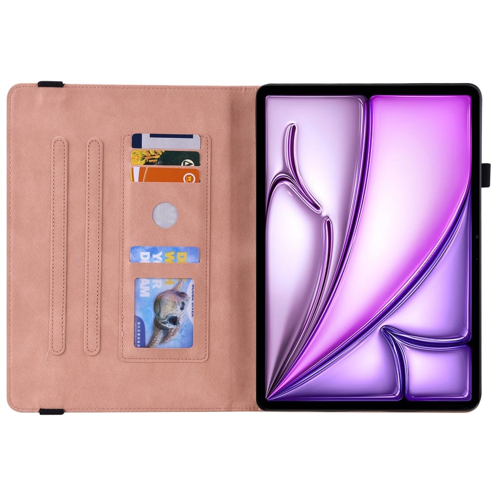 Funda de cuero con mariposas Apple iPad Air 11 7th Gen (2025) Rosa