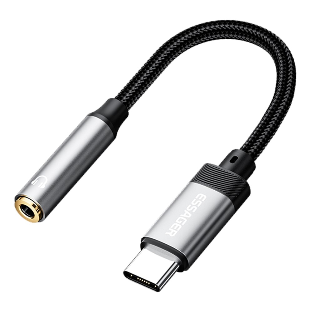 Adaptador de auriculares USB-C a 3,5mm DAC negro