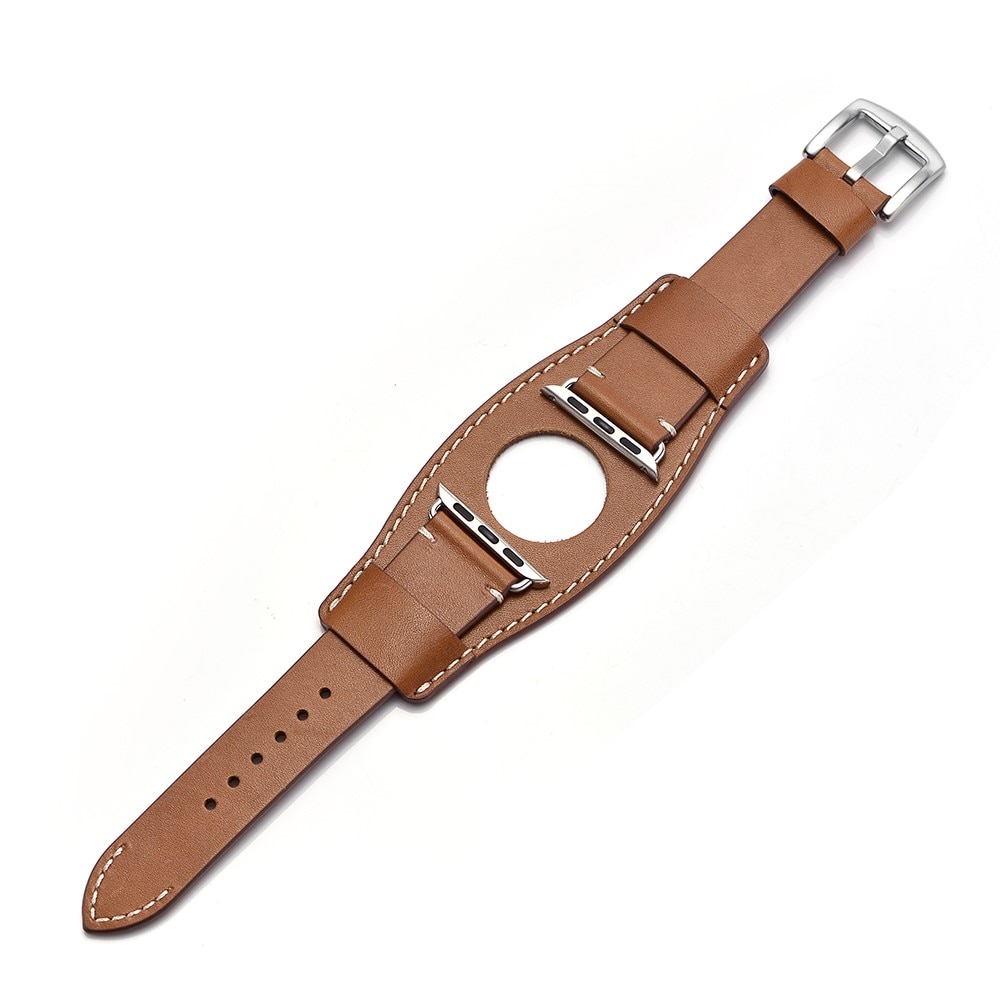 Correa ancha de Piel Apple Watch 44mm, marrón