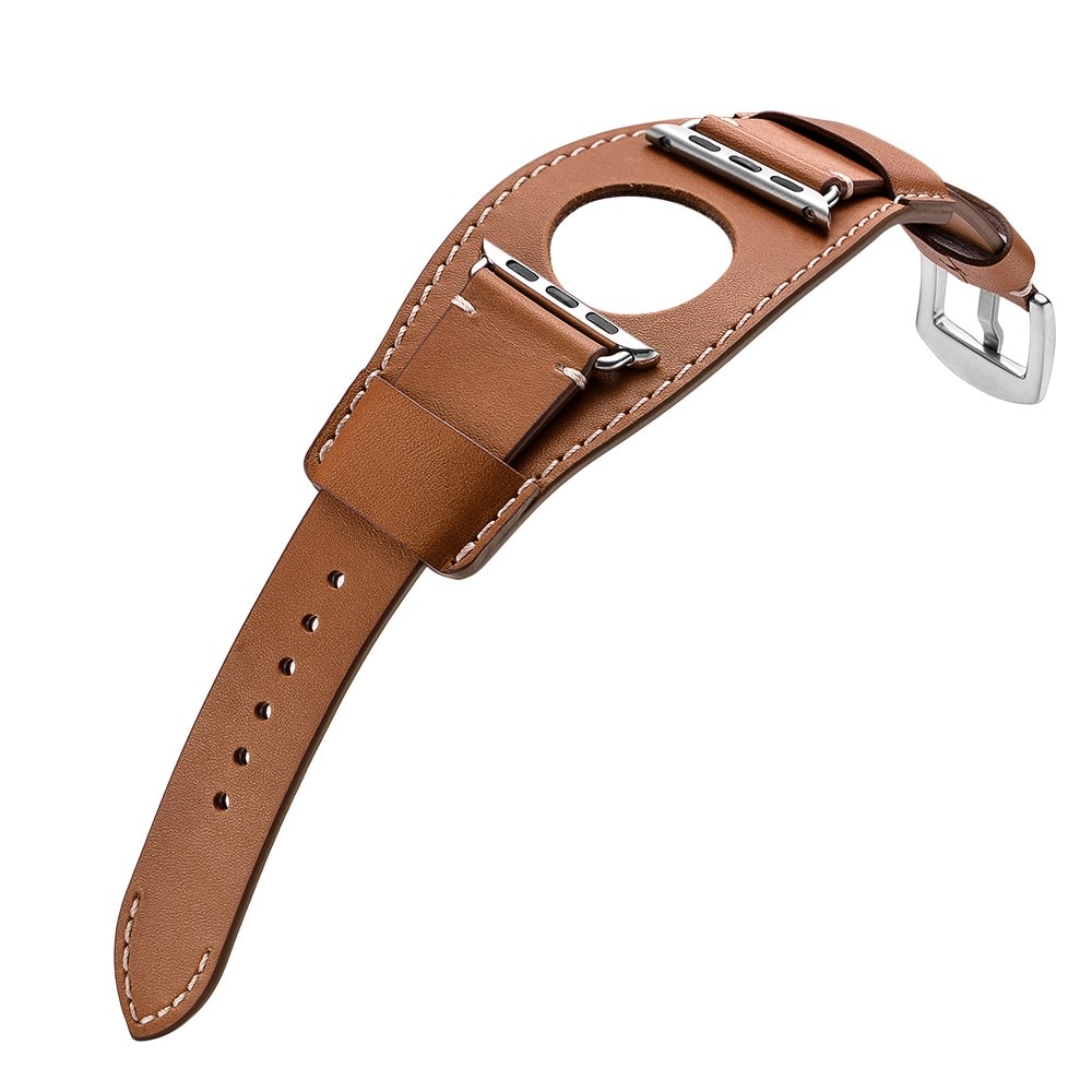 Correa ancha de Piel Apple Watch Ultra 2 49mm, marrón