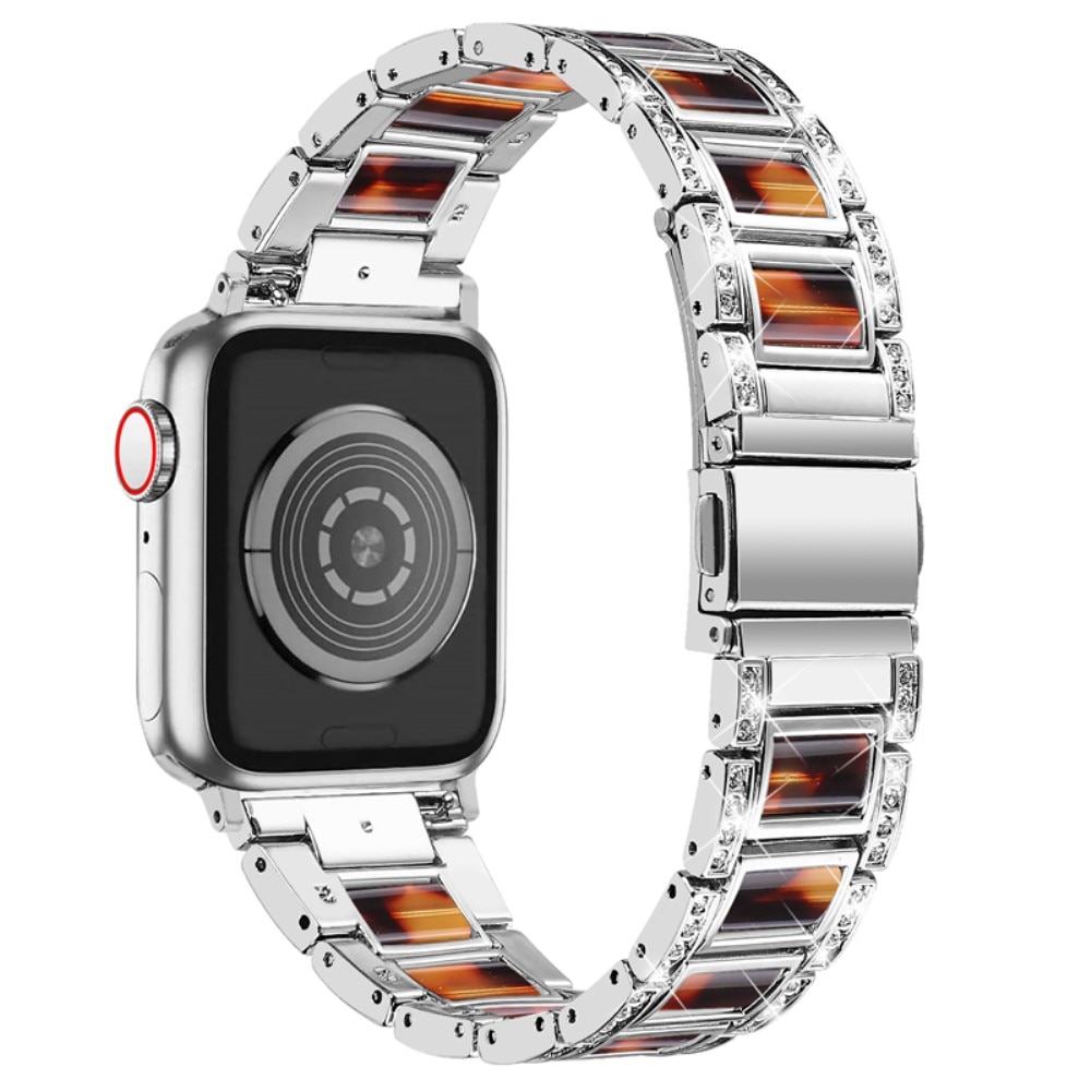 Correa de diamantes Apple Watch 45mm Series 7 Silver Coffee