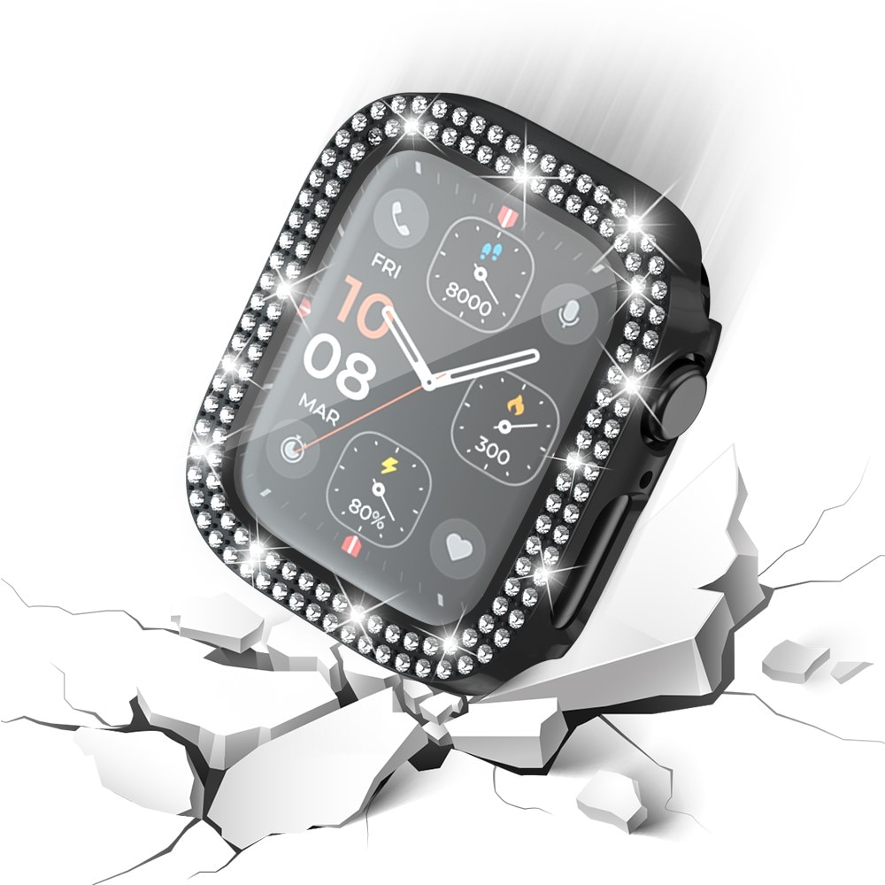 Full Cover Case Rhinestone Apple Watch SE 44mm, negro