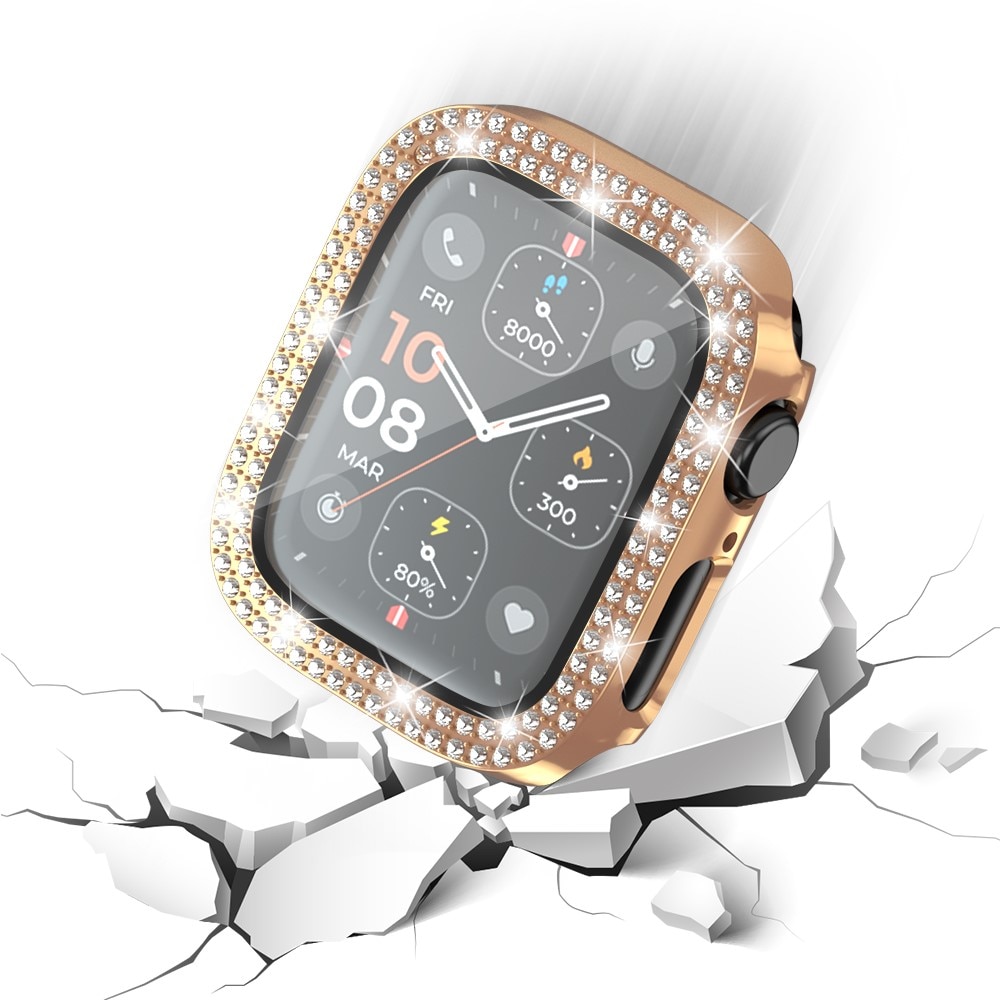 Full Cover Case Rhinestone Apple Watch SE 44mm, oro rosa