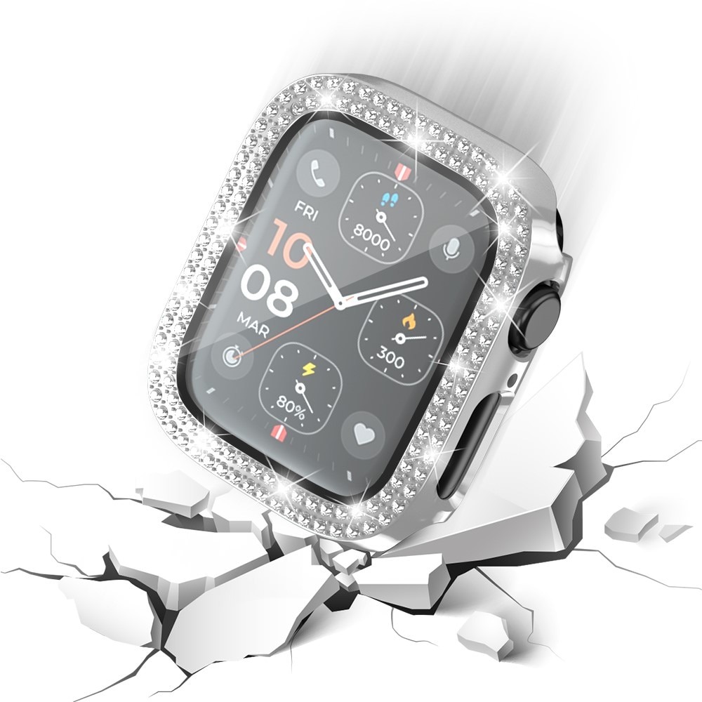 Full Cover Case Rhinestone Apple Watch SE 40mm, plata