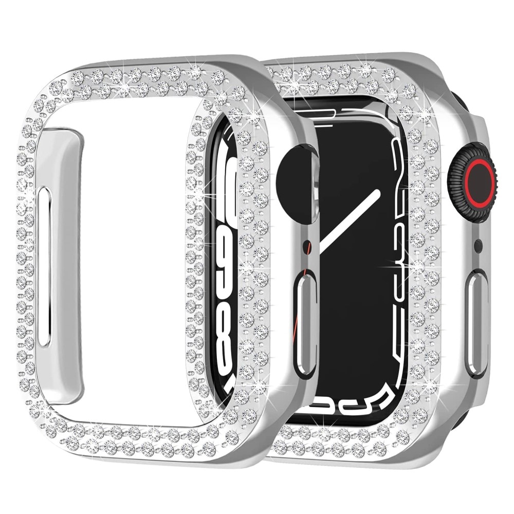 Funda Rhinestone Apple Watch 45mm Series 8 Plata